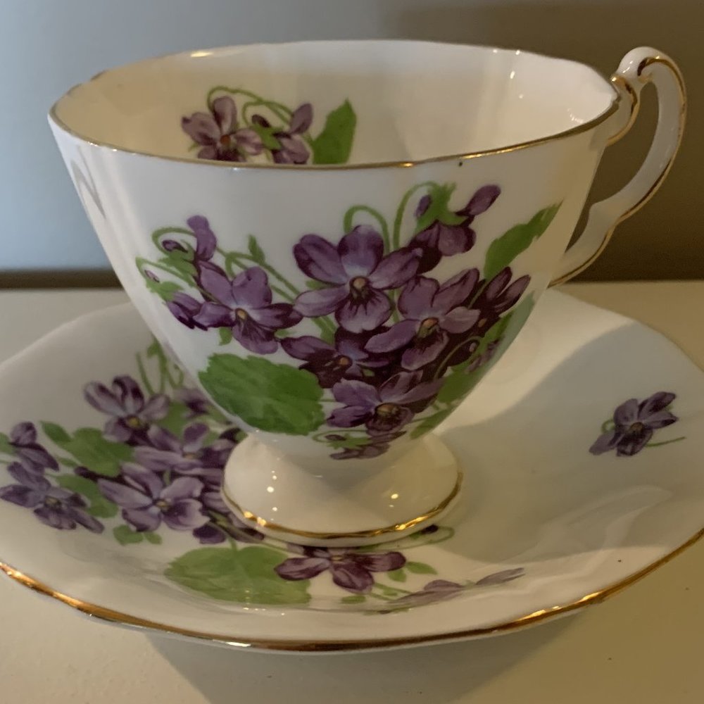 Purple Violet Adderley Teacup & Saucer